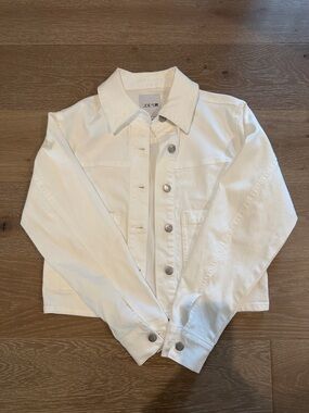 Joe's Jeans White Women's Cropped Denim Jacket with Silver Buttons Size S